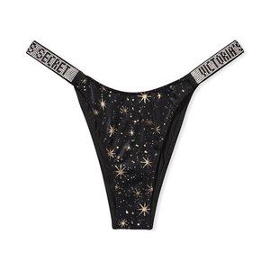 Victorias Secret BRAZILIAN Panty SHINE Strap Black Constellation Stars